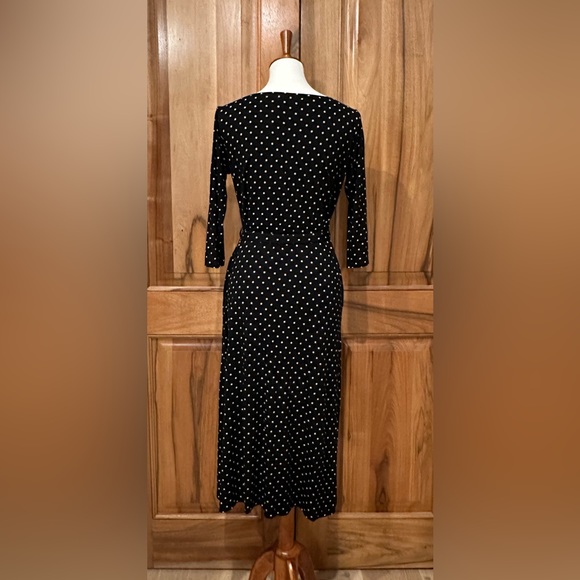 Ines de la Fressange, Paris Gorgeous Black w/ Cream Polka Dot Belted Dress EUC S - Picture 6 of 16